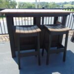 55'' bar w/ 2- 30'' stat. barstools